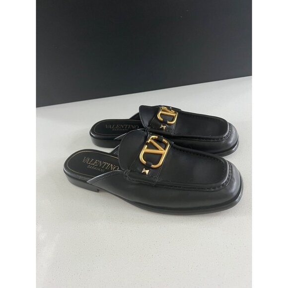 VALENTINO GARAVANI Men\'s V-Logo Leather Loafer BLACK SHOES SIZE 40 NEW main image 5